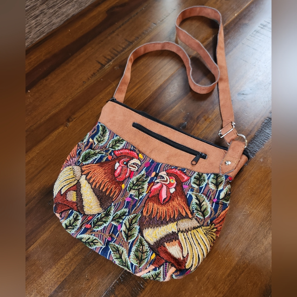 Woven Rooster Gallo Cockerel Tapestry Purse Crossbody Bag View 2